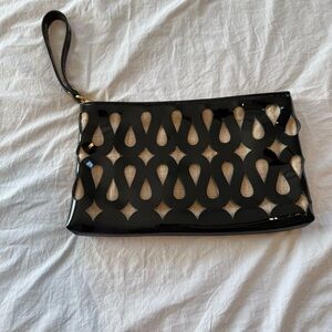 Sondra Roberts Black and Gold Wristlet Clutch, Like New!